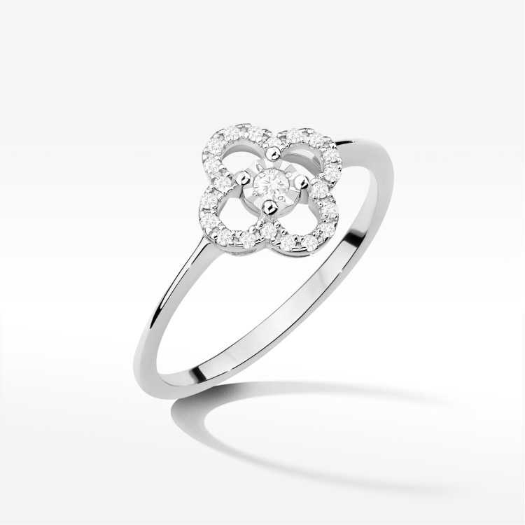 Pierścionek Diament 0,13ct białe złoto W0627