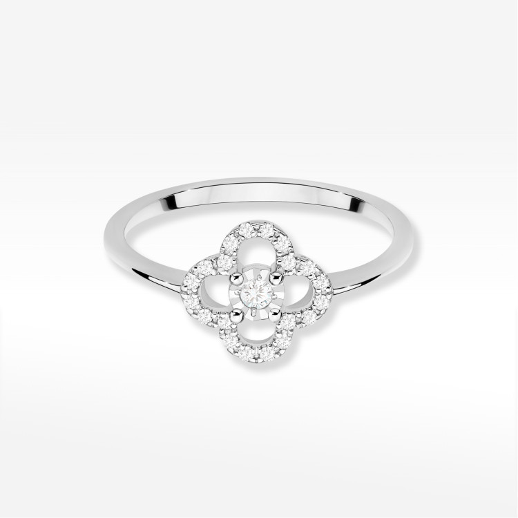 Pierścionek Diament 0,13ct białe złoto W0627