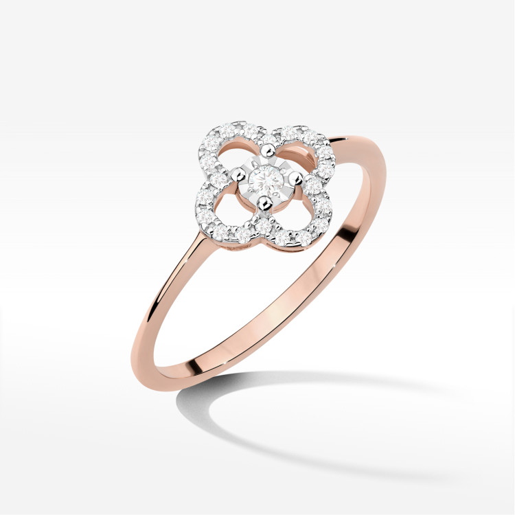 Pierścionek Diament 0,13ct różowe złoto W0627