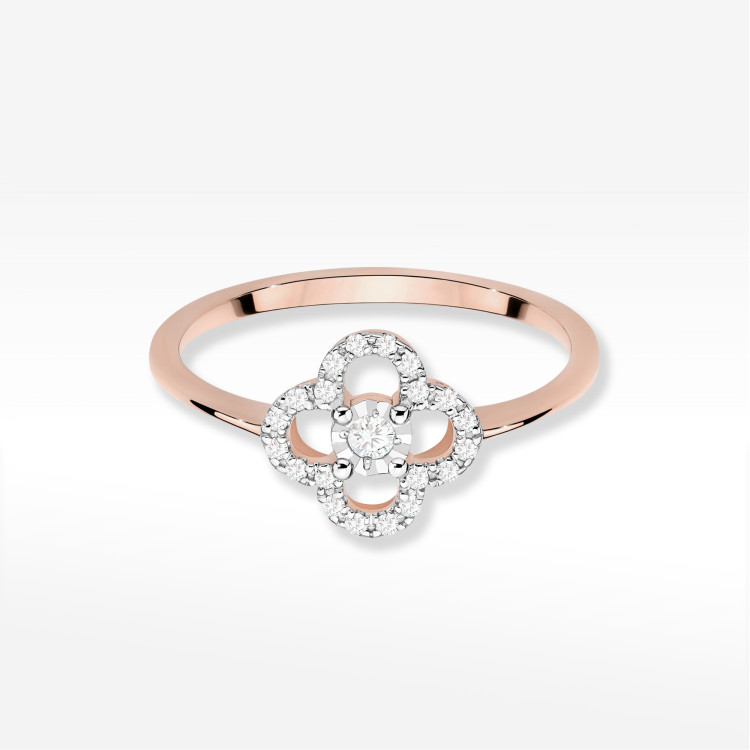 Pierścionek Diament 0,13ct różowe złoto W0627