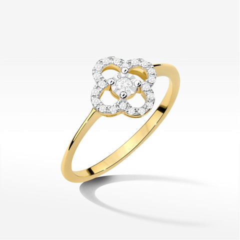 Pierścionek Diament 0,13ct żółte złoto W0627