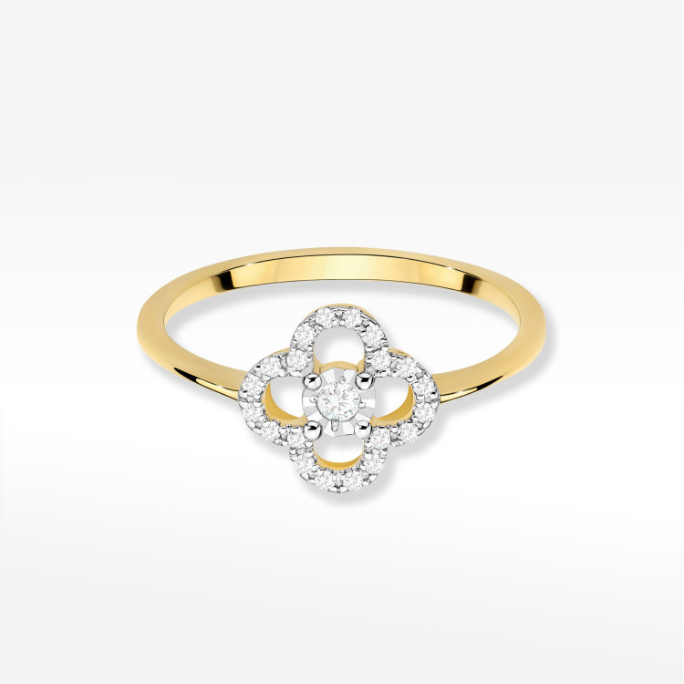 Pierścionek Diament 0,13ct żółte złoto W0627
