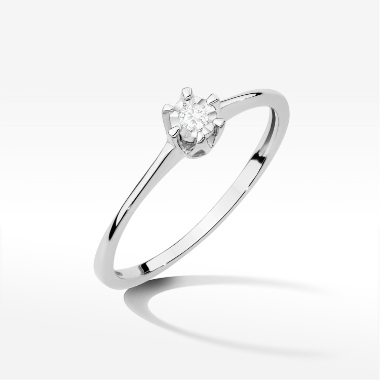 Pierścionek W0628 Diament 0,03ct białe złoto