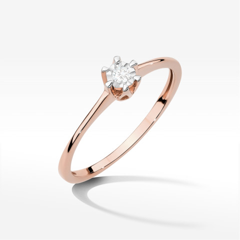 Pierścionek W0628 Diament 0,03ct różowe złoto