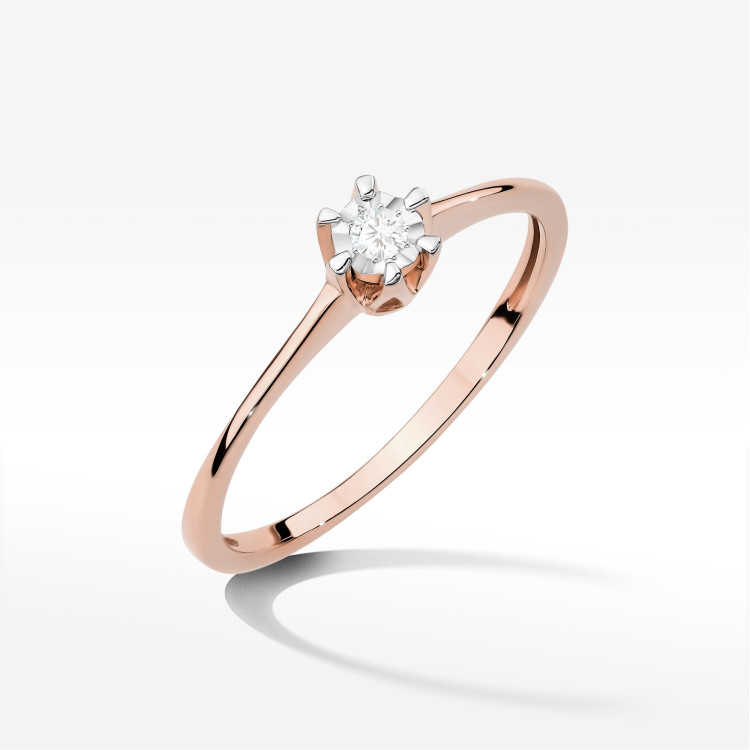 Pierścionek W0628 Diament 0,03ct różowe złoto