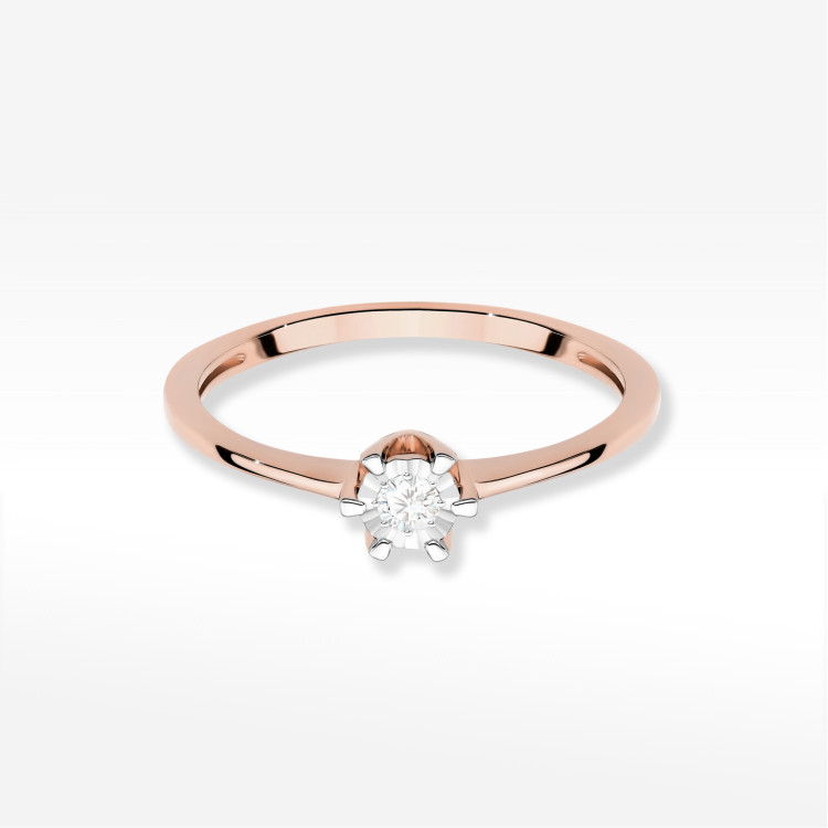 Pierścionek W0628 Diament 0,03ct różowe złoto