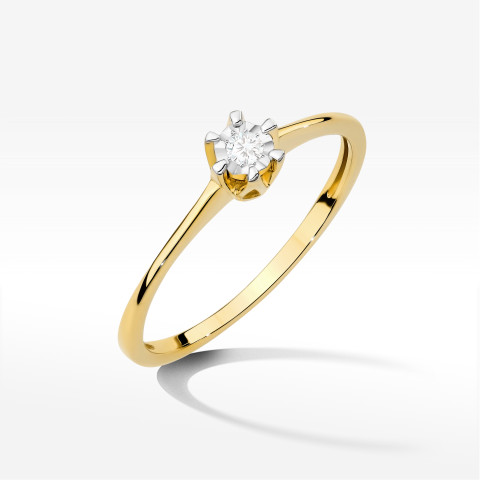 Pierścionek W0628 Diament 0,03ct żółte złoto