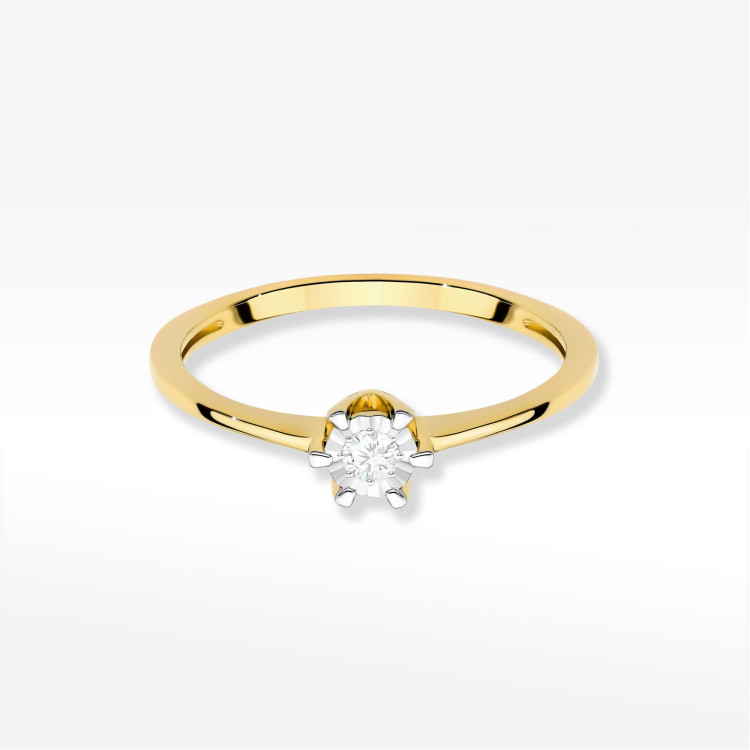 Pierścionek W0628 Diament 0,03ct żółte złoto