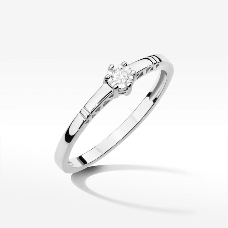 Pierścionek W0630 Diament 0,03ct białe złoto