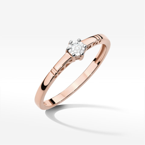 Pierścionek W0630 Diament 0,03ct różowe złoto