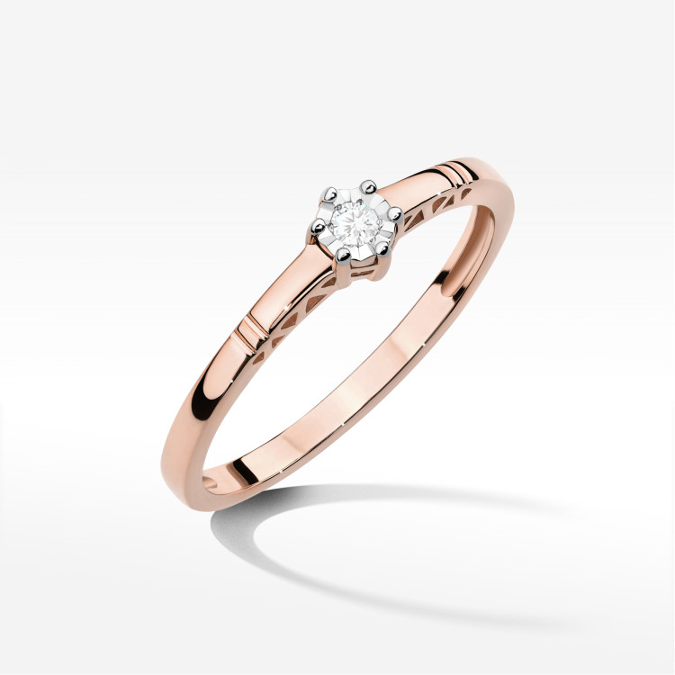 Pierścionek W0630 Diament 0,03ct różowe złoto