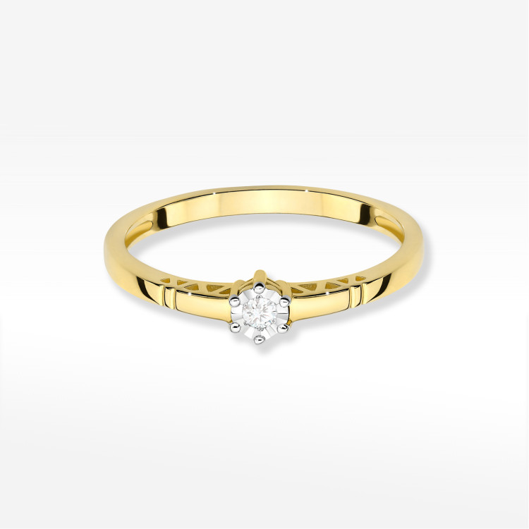 Pierścionek W0630 Diament 0,03ct żółte złoto