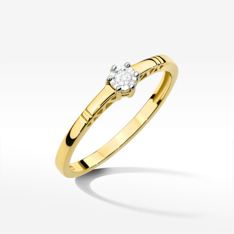 Pierścionek W0630 Diament 0,03ct żółte złoto