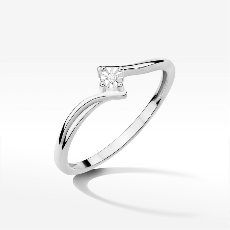 Pierścionek W0631 Diament 0,01ct białe złoto