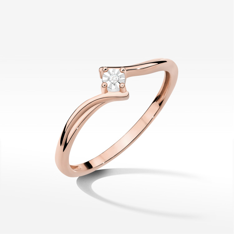 Pierścionek W0631 Diament 0,01ct różowe złoto