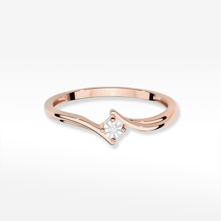 Pierścionek W0631 Diament 0,01ct różowe złoto