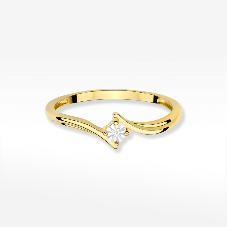 Pierścionek W0631 Diament 0,01ct żółte złoto