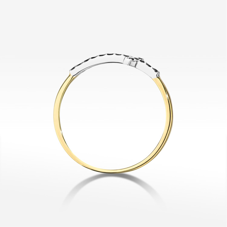 Pierścionek z czarnymi diamentami 0,09ct żółte złoto W0636