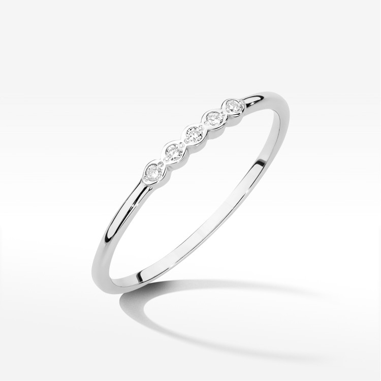 Pierścionek z diamentami 0,043ct białe złoto W0638