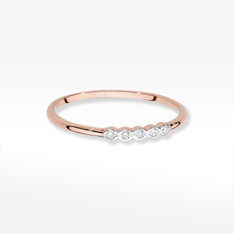 Pierścionek z diamentami 0,043ct różowe złoto W0638
