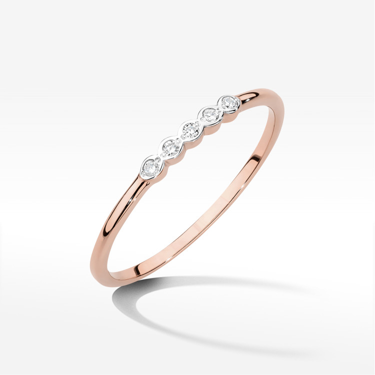 Pierścionek z diamentami 0,043ct różowe złoto W0638