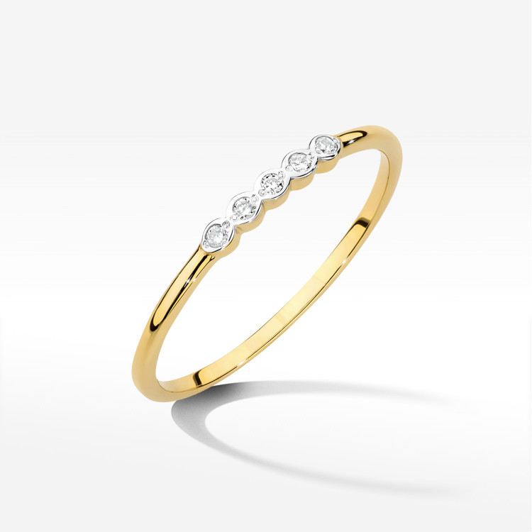 Pierścionek z diamentami 0,043ct żółte złoto W0638