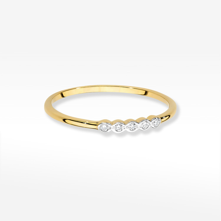 Pierścionek z diamentami 0,043ct żółte złoto W0638