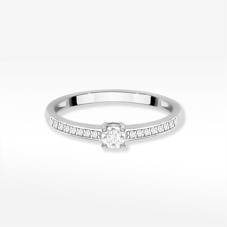 Pierścionek Diament 0,11ct białe złoto W0648