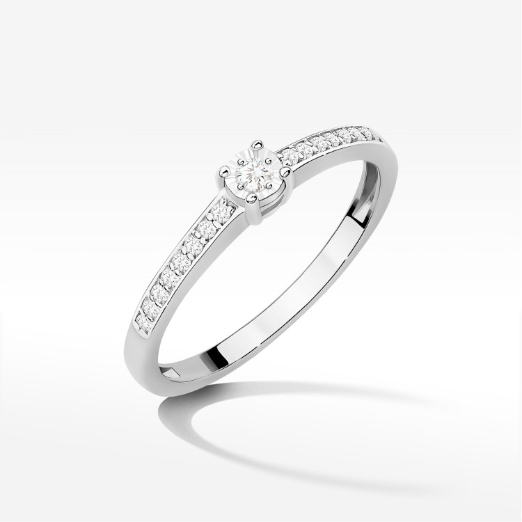 Pierścionek Diament 0,11ct białe złoto W0648