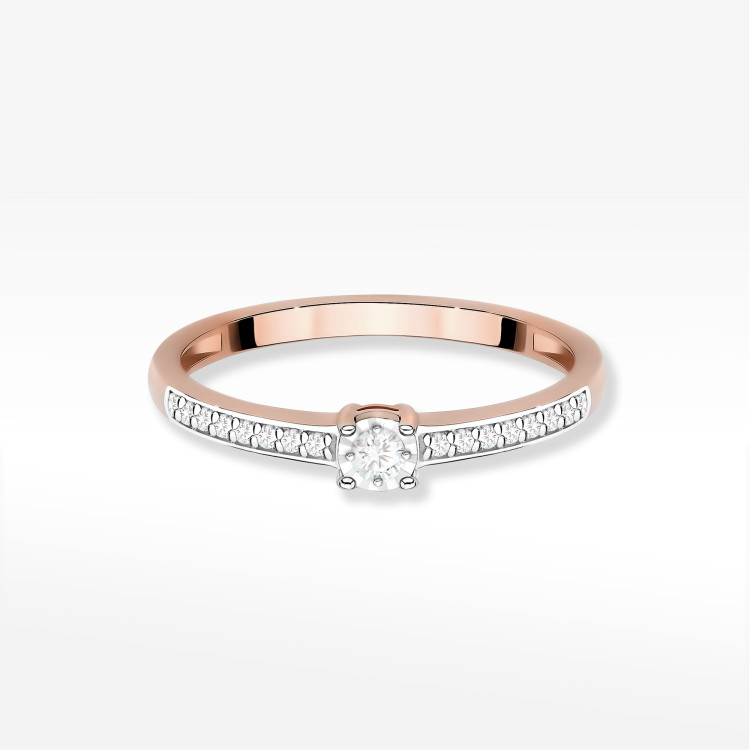 Pierścionek Diament 0,11ct różowe złoto W0648
