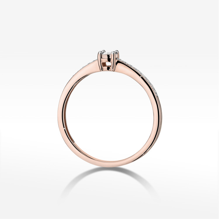 Pierścionek Diament 0,11ct różowe złoto W0648