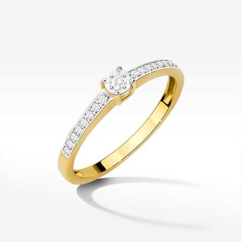 Pierścionek Diament 0,11ct żółte złoto W0648