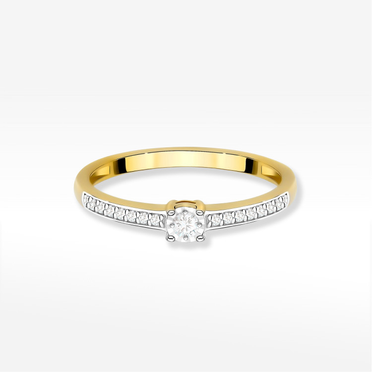 Pierścionek Diament 0,11ct żółte złoto W0648
