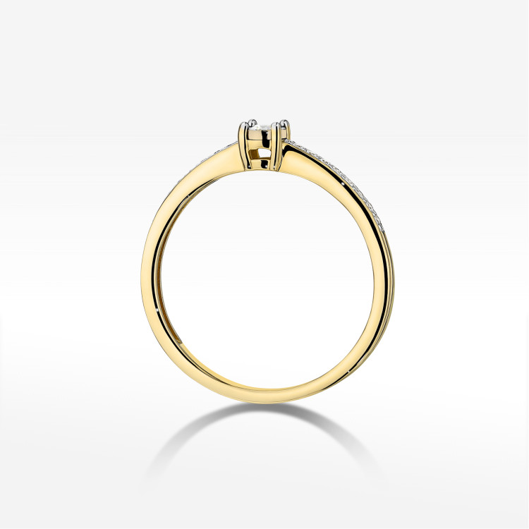 Pierścionek Diament 0,11ct żółte złoto W0648