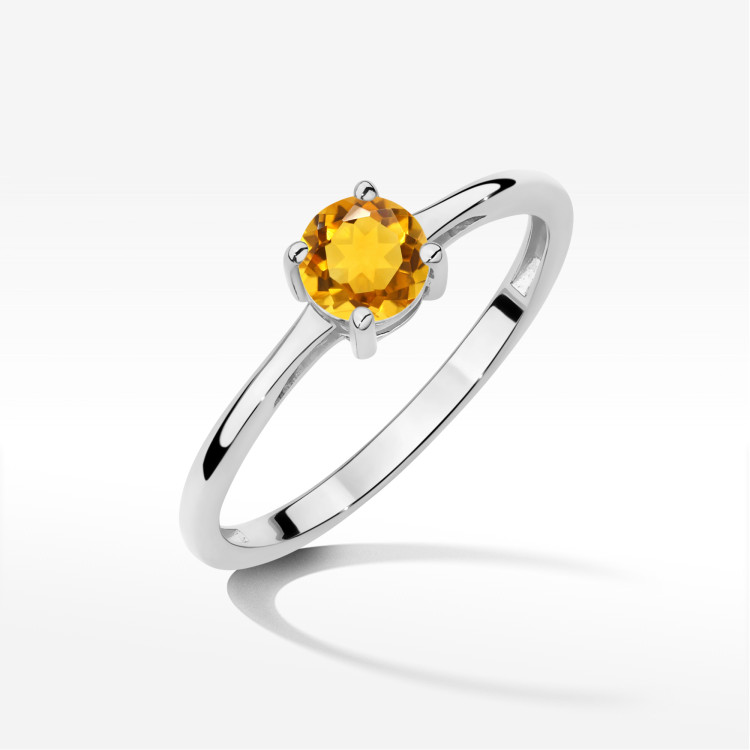 Pierścionek W0656 Cytryn 0,50ct białe złoto
