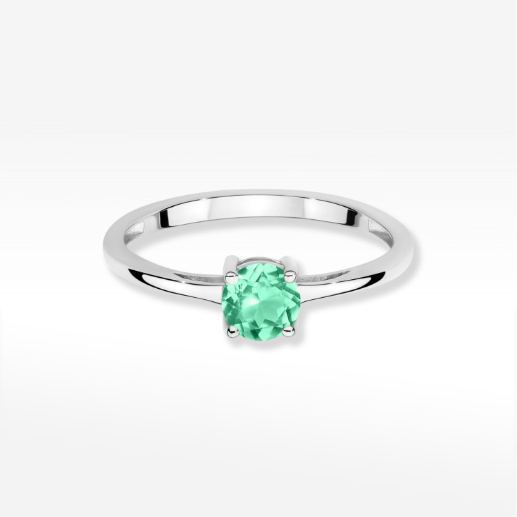 Pierścionek W0656 Szmaragd 0,50ct białe złoto