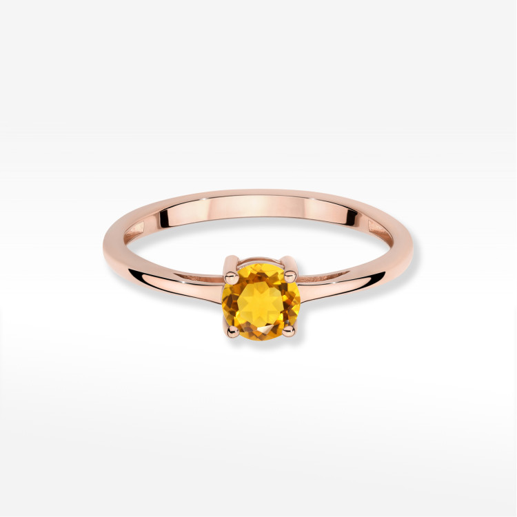 Pierścionek W0656 Cytryn 0,50ct różowe złoto