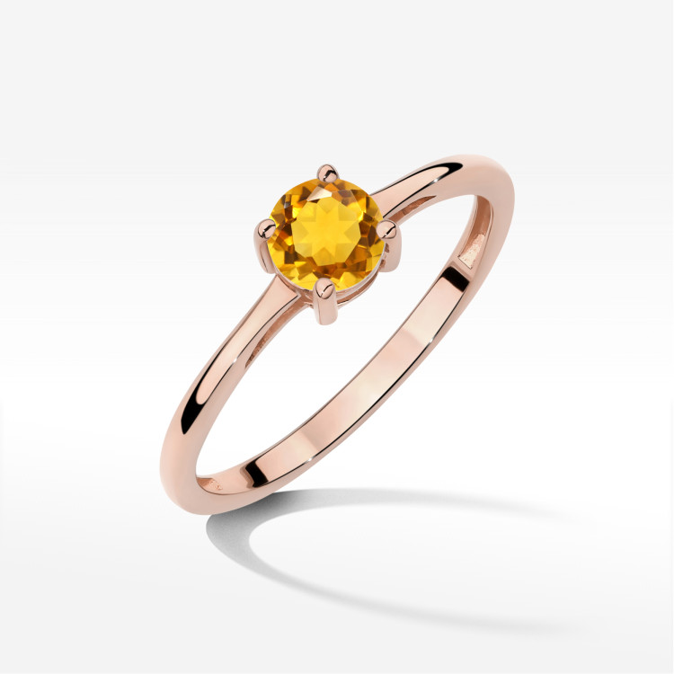 Pierścionek W0656 Cytryn 0,50ct różowe złoto