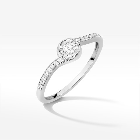 Pierścionek Diament 0,16ct białe złoto W0658