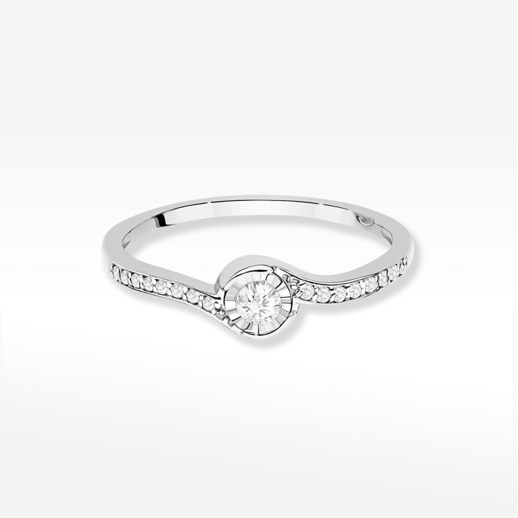 Pierścionek Diament 0,16ct białe złoto W0658