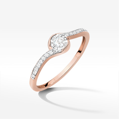 Pierścionek Diament 0,16ct różowe złoto W0658