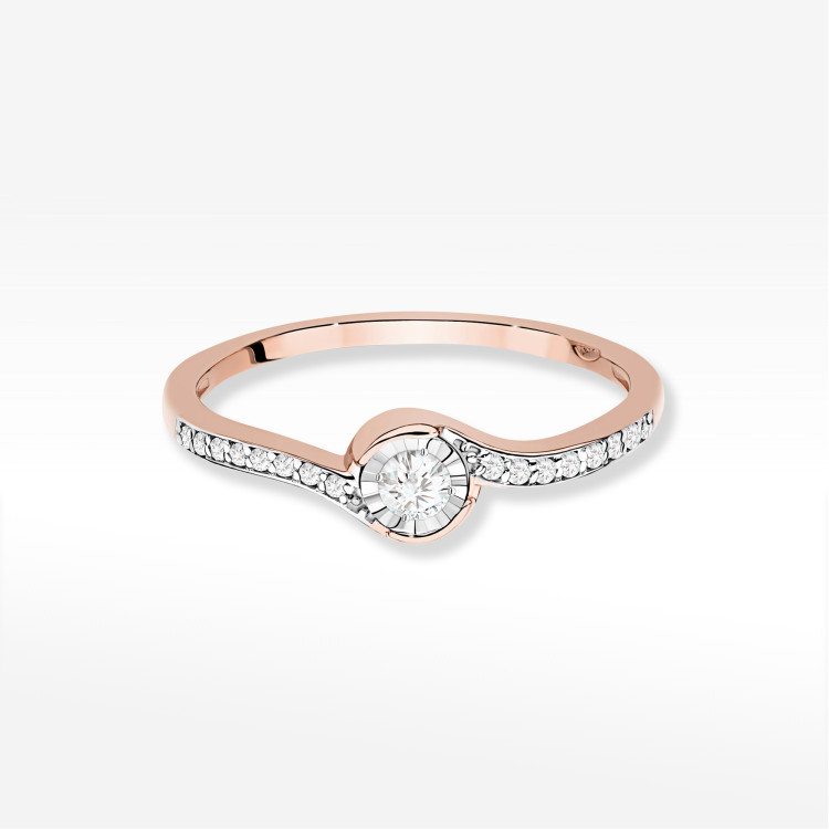 Pierścionek Diament 0,16ct różowe złoto W0658