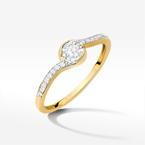 Pierścionek Diament 0,16ct żółte złoto W0658