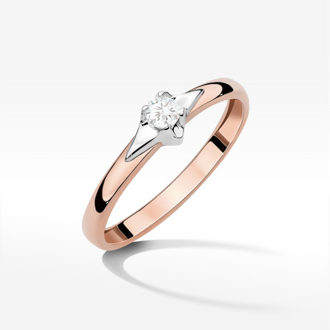 Pierścionek z diamentami 0,15ct różowe złoto W0666