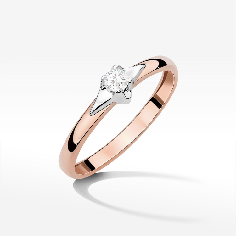 Pierścionek z diamentami 0,15ct różowe złoto W0666