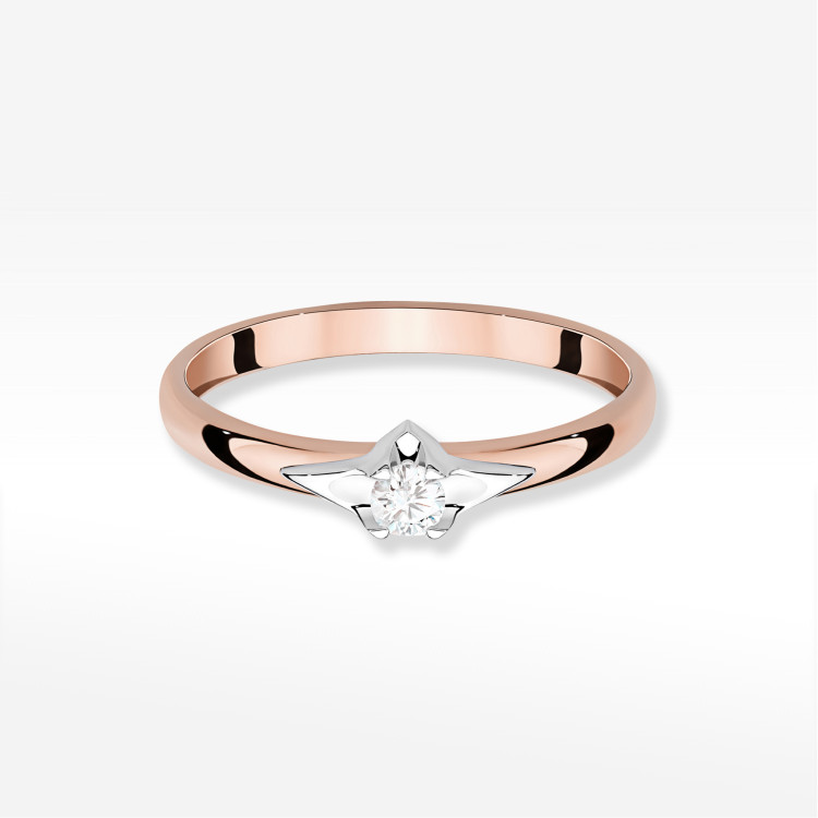Pierścionek z diamentami 0,15ct różowe złoto W0666