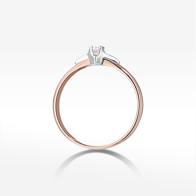 Pierścionek z diamentami 0,15ct różowe złoto W0666