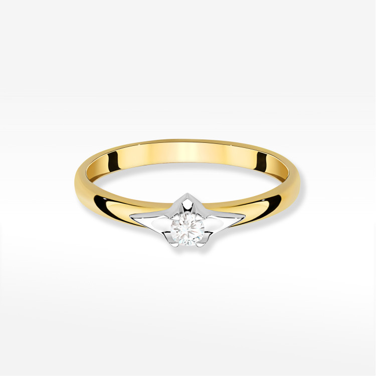 Pierścionek z diamentami 0,15ct żółte złoto W0666