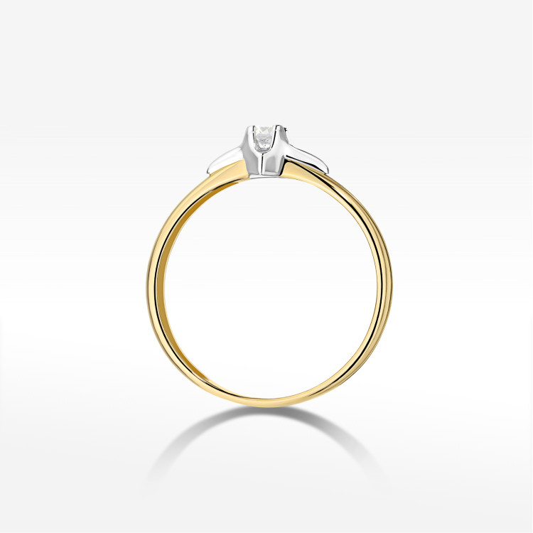 Pierścionek z diamentami 0,15ct żółte złoto W0666