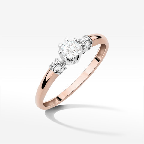 Pierścionek z diamentami 0,32ct różowe złoto W0667
